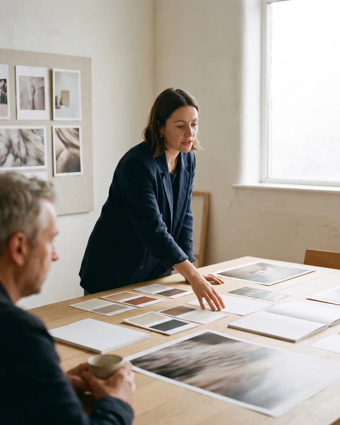 A senior CMO reviewing the work in a calm San Diego boardroom